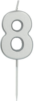 Cijferkaars '8' Zilverkleurig 5cm Zilver - Grijs