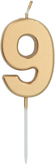 Cijferkaars '9' Goudkleurig 5cm Goud - Brons