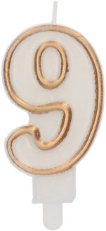 Cijferkaars '9' Wit Goud Chique (9cm) Goud - Brons