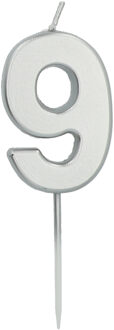 Cijferkaars '9' Zilverkleurig 5cm Zilver - Grijs