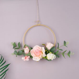 Cilected Ins Geometrische Smeedijzeren Simulatie Roze Rose Krans Muur Opknoping Kamer Muur Hanger Bruiloft Decoratie Krans WT105-1