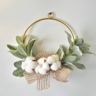 Cilected Nordic Ins Smeedijzeren Geometrische Katoen Krans Muur Opknoping Home Simulatie Groen Blad Hanger Krans Decoratie WT109-1