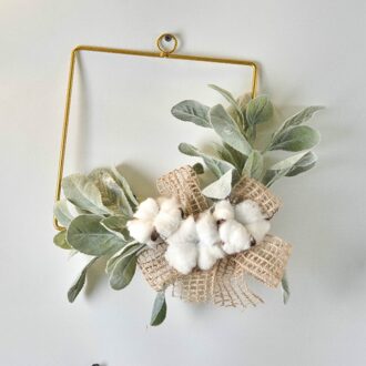 Cilected Nordic Ins Smeedijzeren Geometrische Katoen Krans Muur Opknoping Home Simulatie Groen Blad Hanger Krans Decoratie WT109-3