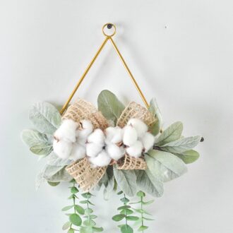 Cilected Nordic Ins Smeedijzeren Geometrische Katoen Krans Muur Opknoping Home Simulatie Groen Blad Hanger Krans Decoratie WT109-5