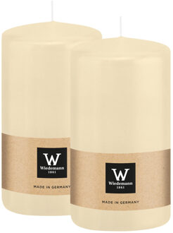 Cilinderkaars/stompkaars - 2x - creme wit - 12 x 6 cm - 33 branduren