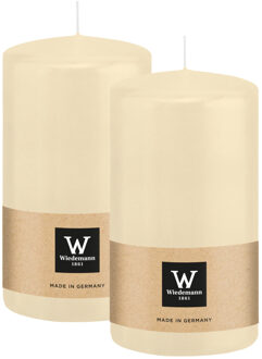 Cilinderkaars/stompkaars - 2x - creme wit - 13 x 7 cm - 52 branduren