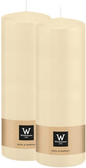 Cilinderkaars/stompkaars - 2x - creme wit - 20 x 7 cm - 103 branduren