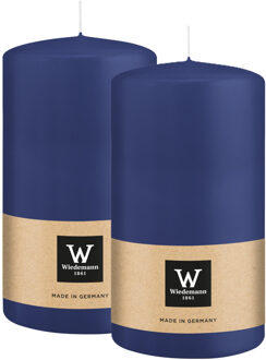 Cilinderkaars/stompkaars - 2x - donkerblauw - 13 x 7 cm - 52 branduren