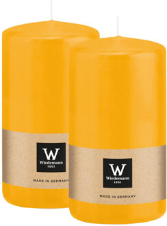 Cilinderkaars/stompkaars - 2x - geel - 12 x 6 cm - 33 branduren