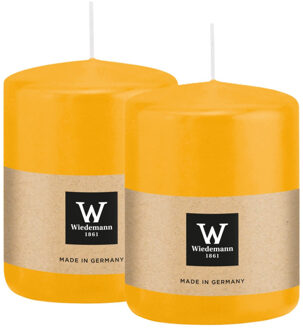 Cilinderkaars/stompkaars - 2x - geel - 6 x 8 cm - 29 branduren
