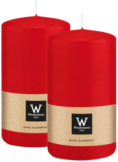 Cilinderkaars/stompkaars - 2x - rood - 12 x 6 cm - 33 branduren