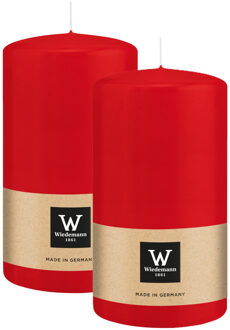 Cilinderkaars/stompkaars - 2x - rood - 13 x 7 cm - 52 branduren
