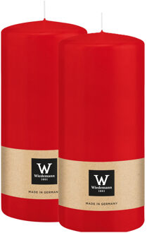 Cilinderkaars/stompkaars - 2x - rood - 15 x 7 cm - 63 branduren
