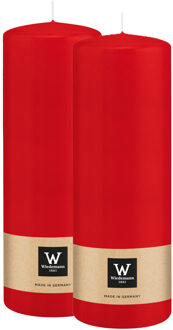 Cilinderkaars/stompkaars - 2x - rood - 20 x 7 cm - 103 branduren