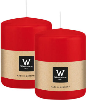 Cilinderkaars/stompkaars - 2x - rood - 6 x 8 cm - 29 branduren