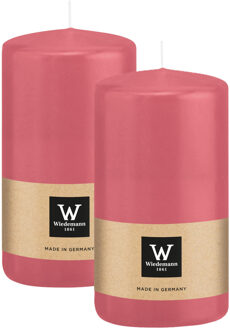 Cilinderkaars/stompkaars - 2x - roze - 12 x 6 cm - 33 branduren