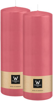 Cilinderkaars/stompkaars - 2x - roze - 20 x 7 cm - 103 branduren