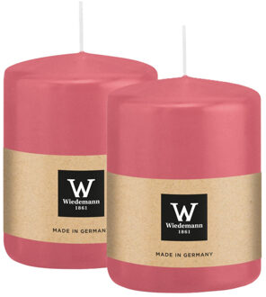 Cilinderkaars/stompkaars - 2x - roze - 6 x 8 cm - 29 branduren