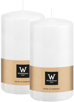 Cilinderkaars/stompkaars - 2x - wit - 12 x 6 cm - 33 branduren