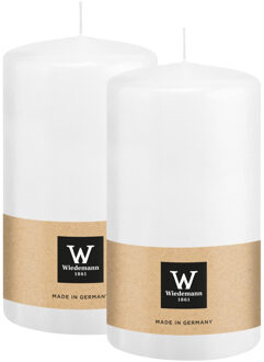 Cilinderkaars/stompkaars - 2x - wit - 13 x 7 cm - 52 branduren