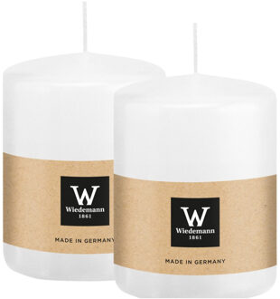 Cilinderkaars/stompkaars - 2x - wit - 6 x 8 cm - 29 branduren