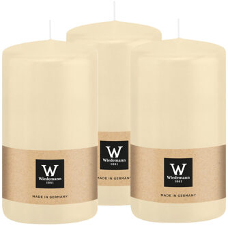 Cilinderkaars/stompkaars - 3x - creme wit - 12 x 6 cm - 33 branduren