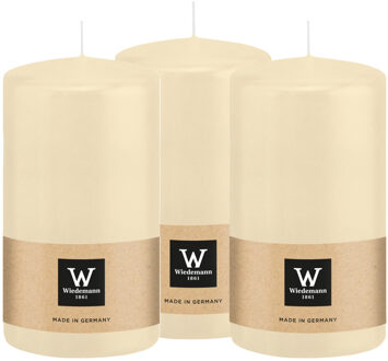 Cilinderkaars/stompkaars - 3x - creme wit - 13 x 7 cm - 52 branduren