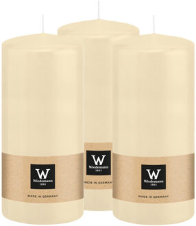 Cilinderkaars/stompkaars - 3x - creme wit - 15 x 7 cm - 63 branduren