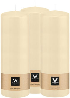 Cilinderkaars/stompkaars - 3x - creme wit - 20 x 7 cm - 103 branduren