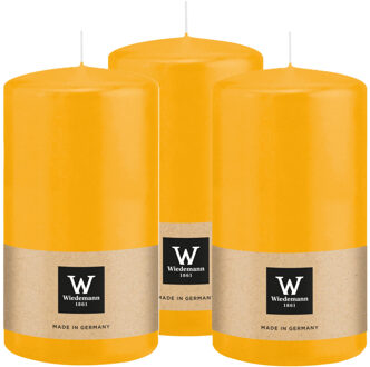 Cilinderkaars/stompkaars - 3x - geel - 13 x 7 cm - 52 branduren