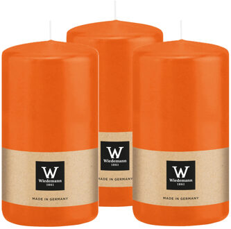 Cilinderkaars/stompkaars - 3x - oranje - 12 x 6 cm - 33 branduren