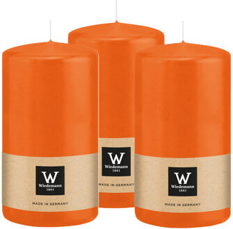 Cilinderkaars/stompkaars - 3x - oranje - 13 x 7 cm - 52 branduren