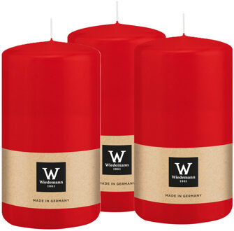 Cilinderkaars/stompkaars - 3x - rood - 12 x 6 cm - 33 branduren