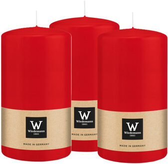 Cilinderkaars/stompkaars - 3x - rood - 13 x 7 cm - 52 branduren