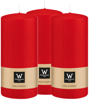 Cilinderkaars/stompkaars - 3x - rood - 15 x 7 cm - 63 branduren