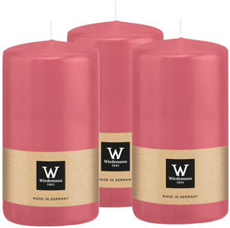Cilinderkaars/stompkaars - 3x - roze - 12 x 6 cm - 33 branduren