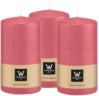 Cilinderkaars/stompkaars - 3x - roze - 13 x 7 cm - 52 branduren
