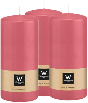Cilinderkaars/stompkaars - 3x - roze - 15 x 7 cm - 63 branduren