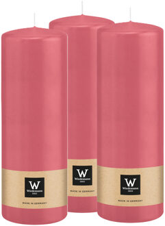 Cilinderkaars/stompkaars - 3x - roze - 20 x 7 cm - 103 branduren