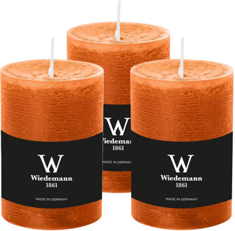 Cilinderkaars/stompkaars - 3x - rustieke kaars - cognac bruin - 7 x 10 cm - 43 branduren