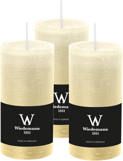 Cilinderkaars/stompkaars - 3x - rustieke kaars - creme wit - 6 x 12 cm - 42 branduren