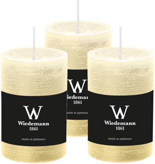 Cilinderkaars/stompkaars - 3x - rustieke kaars - creme wit - 6 x 9 cm - 30 branduren
