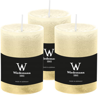 Cilinderkaars/stompkaars - 3x - rustieke kaars - creme wit - 7 x 10 cm - 43 branduren
