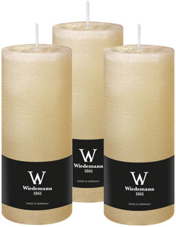 Cilinderkaars/stompkaars - 3x - rustieke kaars - creme wit - 7 x 16 cm - 66 branduren