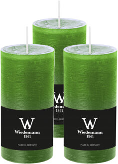 Cilinderkaars/stompkaars - 3x - rustieke kaars - lichtgroen - 6 x 12 cm - 42 branduren