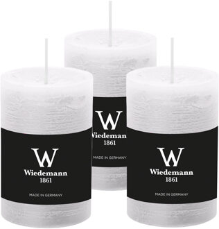 Cilinderkaars/stompkaars - 3x - rustieke kaars - wit - 6 x 9 cm - 30 branduren