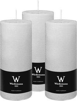 Cilinderkaars/stompkaars - 3x - rustieke kaars - wit - 7 x 16 cm - 66 branduren