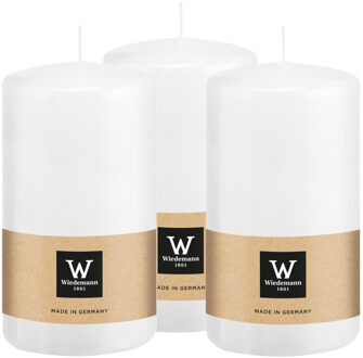 Cilinderkaars/stompkaars - 3x - wit - 12 x 6 cm - 33 branduren