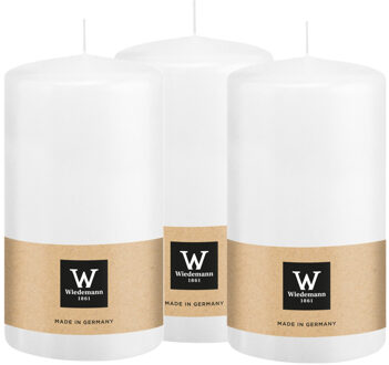 Cilinderkaars/stompkaars - 3x - wit - 13 x 7 cm - 52 branduren