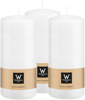 Cilinderkaars/stompkaars - 3x - wit - 15 x 7 cm - 63 branduren